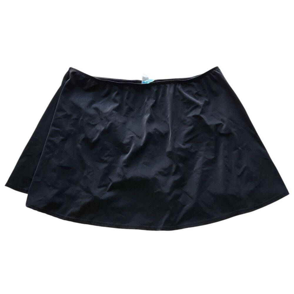 Beach Belle Swim Skirt Built In Brief Womens Plus 24W Swimwear NWT Black